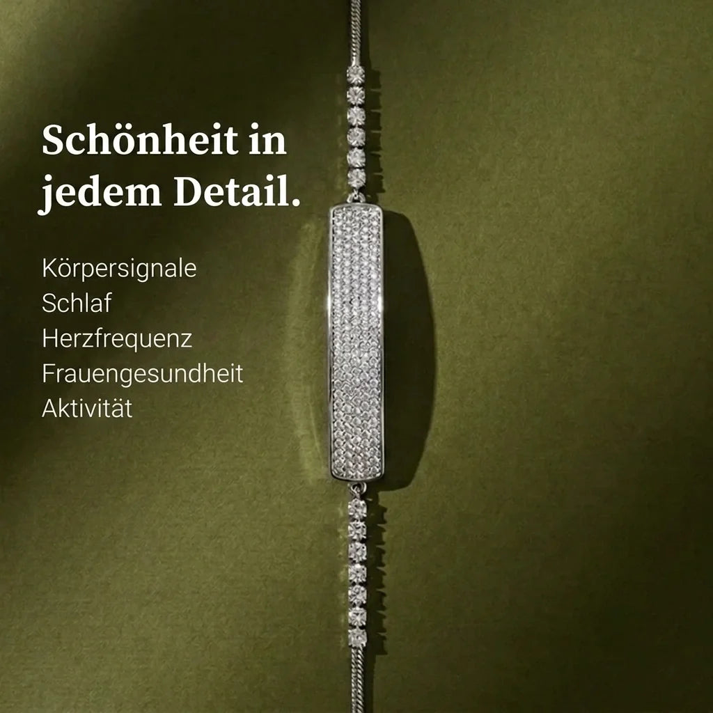 [DE] Detailansicht der Kristallspange des silbernen Tetra-Armbands